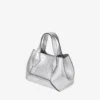 Diamond Tote Mini Silver Vintage Metallic Leather Mini Bag