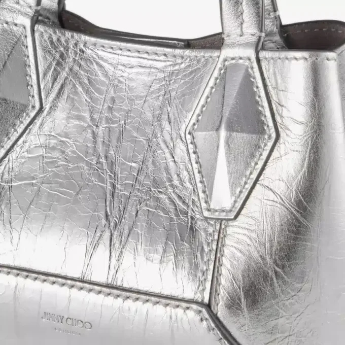 Diamond Tote Mini Silver Vintage Metallic Leather Mini Bag