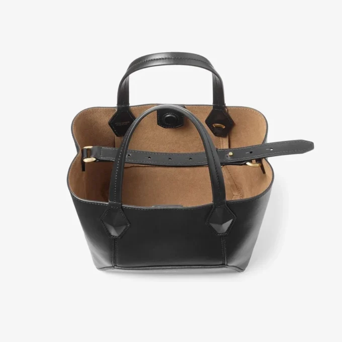 Diamond Tote Small Black Calf Leather Tote Bag