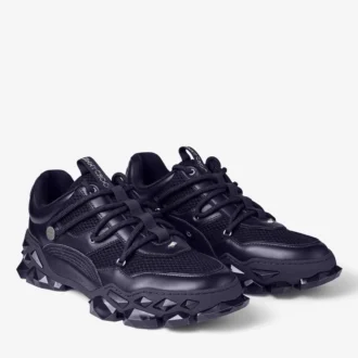 Diamond X M Midnight Leather and Mesh Mix Trainers