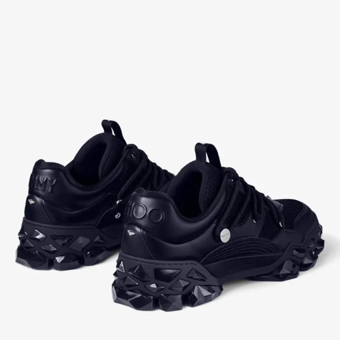 Diamond X M Midnight Leather and Mesh Mix Trainers