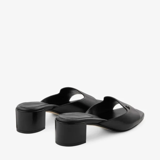 Dina 45 Black Leather Mule Sandals
