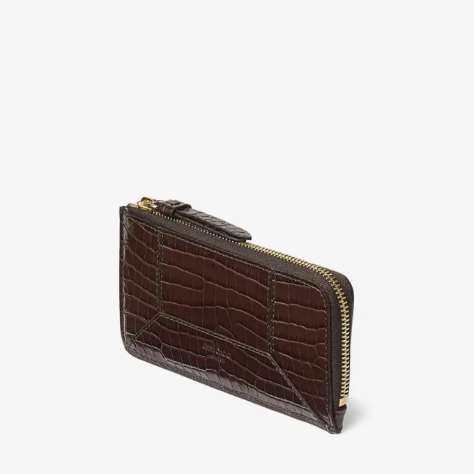 Dm Lise-Z Chocolate Croc Embossed Calf Leather Coin Purse