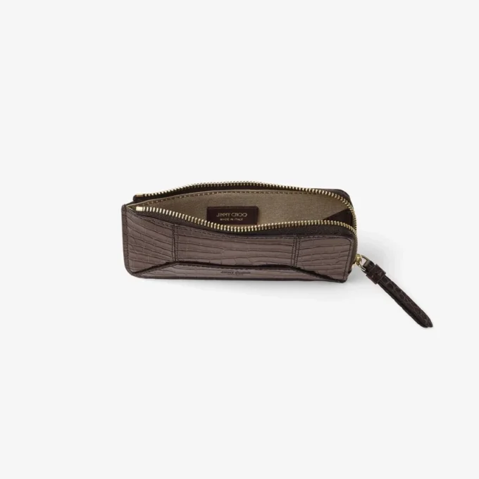 Dm Lise-Z Chocolate Croc Embossed Calf Leather Coin Purse