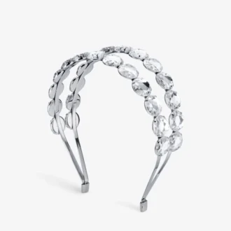 Double Row Headband Silver-Finish Crystal Headband