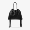 Drawstring Mini Top Handle Black Satin Mini Shoulder Bag