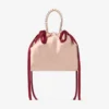 Drawstring Mini Top Handle Macaron and Ruby Red Satin Mini Shoulder Bag