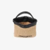 Drawstring Pouch Top Handle Natural and Black Soft Raffia Drawstring Pouch with Leather Trim