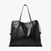 Drawstring Tote Large Black Nappa Leather Drawstring Tote with Embossed Jimmy Choo