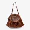 Drawstring Tote Large Tan Suede and Smooth Calf Leather Tote with Jimmy Choo Logo