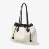 Drawstring Tote Medium Natural Shearling Drawstring Tote with Leather Trims