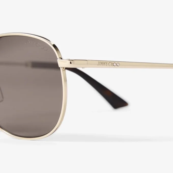 Dune Pale Gold and Dark Brown Pantos Metal Sunglasses