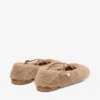 Eleri Ballerina Toffee Shearling Ballerina Pumps with Pearl Charm
