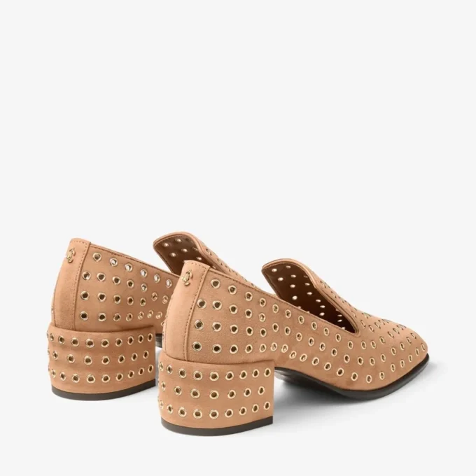 Eliot Slipper 45 F Toffee Suede Slippers with Eyelets