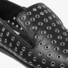 Eliot Slipper Black Metallic Nappa Leather Slippers with Eyelets