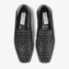 Eliot Slipper Black Metallic Nappa Leather Slippers with Eyelets