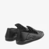 Eliot Slipper Black Metallic Nappa Leather Slippers with Eyelets