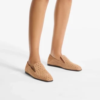 Eliot Slipper F Toffee Suede Slippers with Eyelets