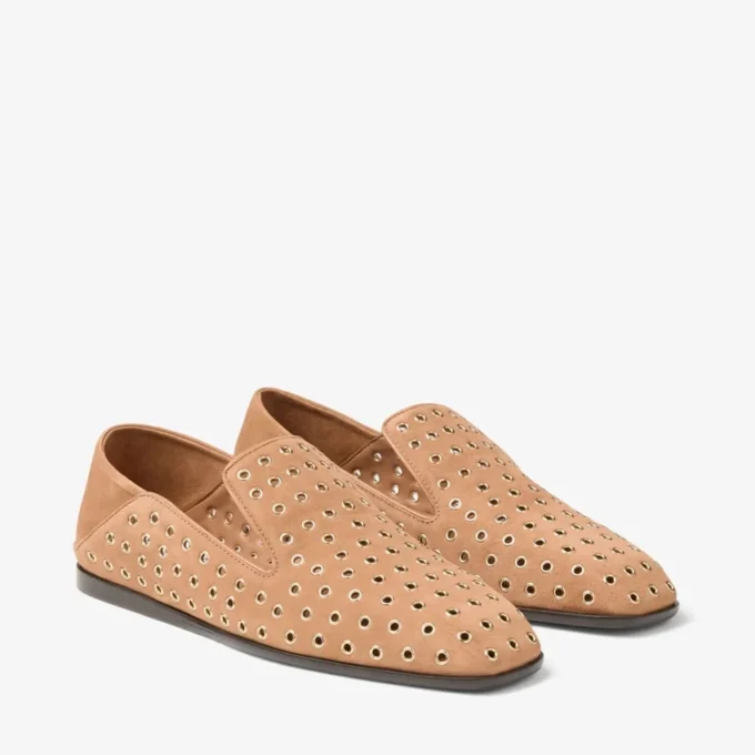 Eliot Slipper F Toffee Suede Slippers with Eyelets