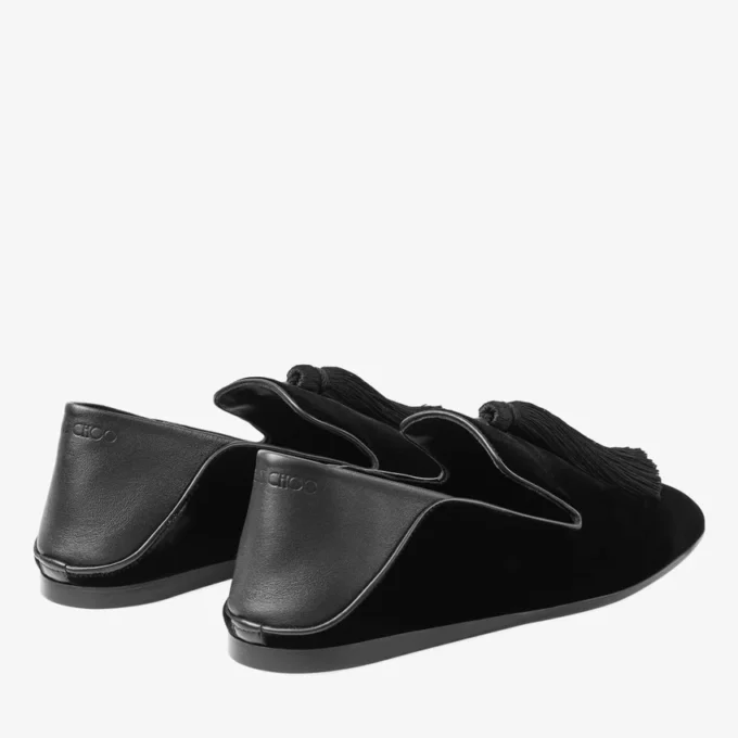 Eliot Slipper Men’s Black Velvet Slippers with Tassel