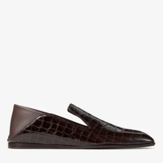 Eliot Slipper Men’s Sambuco Croc-Embossed Leather Slippers