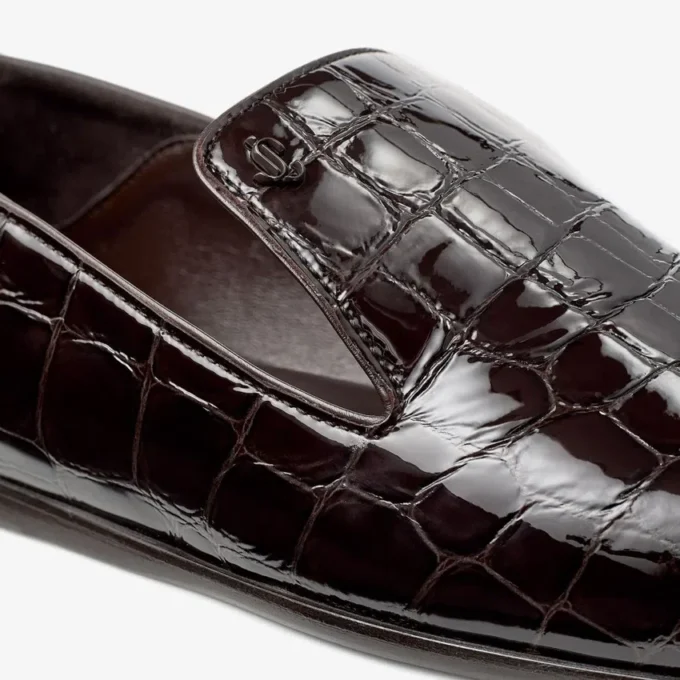 Eliot Slipper Sambuco Croc-Embossed Leather Slippers