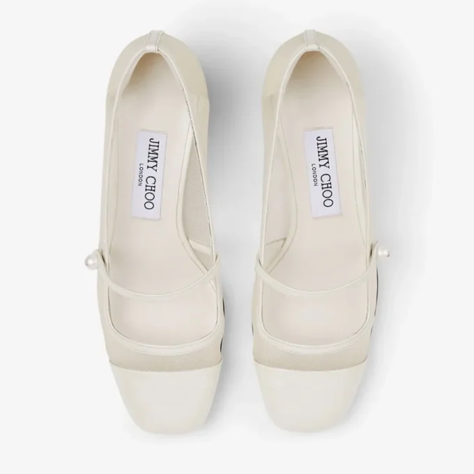 Elisa 45 Latte Patent and Mesh Pumps