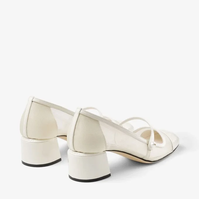 Elisa 45 Latte Patent and Mesh Pumps