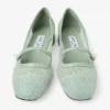 Elisa Ballerina Verde Jimmy Choo Lace and Spazzolato Ballerina Pumps