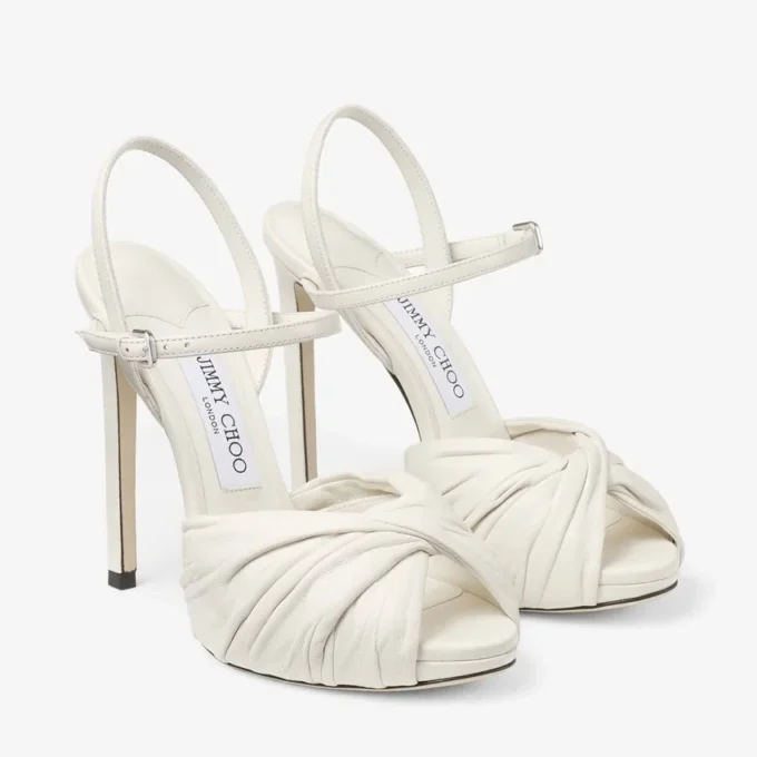 Elly 120 Latte Soft Glove and Shiny Nappa Leather Sandals