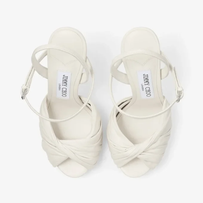 Elly 120 Latte Soft Glove and Shiny Nappa Leather Sandals