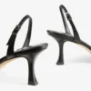 Elsy 70 Black Nappa Leather Crossover Slingback