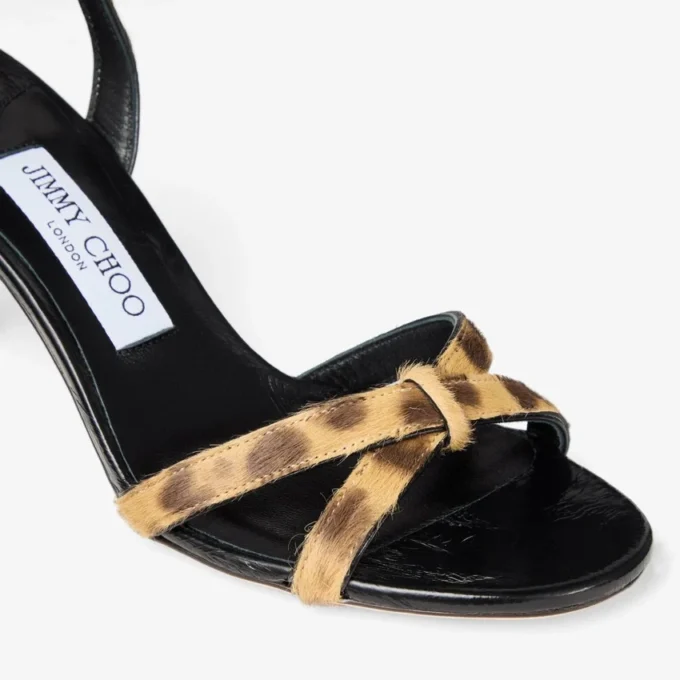 Elsy 70 Natural Leopard Print Pony Sandals