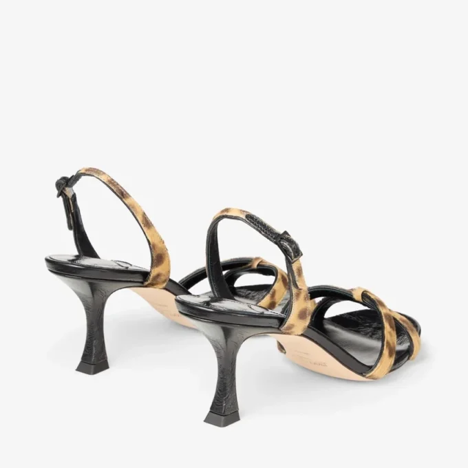 Elsy 70 Natural Leopard Print Pony Sandals