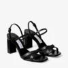 Elsy Block Heel 85 Black Nappa Leather Sandals