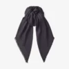 Emani Black Silk and Wool Jacquard Shawl
