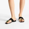 Emeri Stone Flat Black and Clover Suede Flat Sandals