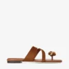 Emeri Stone Flat Tan and Amber Suede Flat Sandals