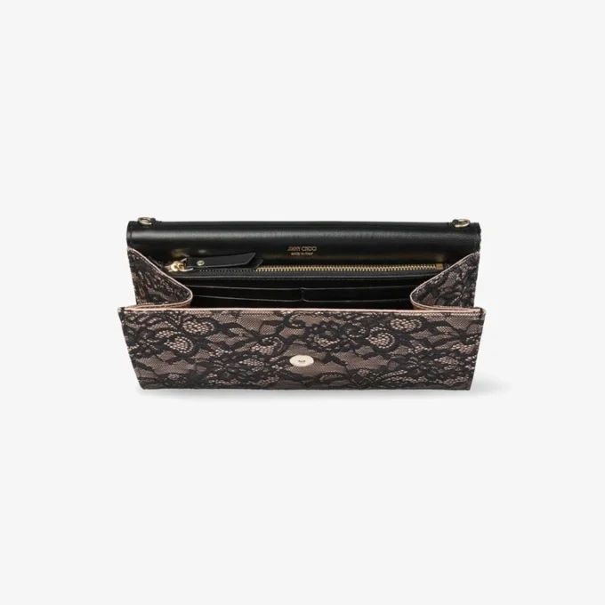 Emmie Black and Ballet Pink Jimmy Choo Lace Clutch Bag