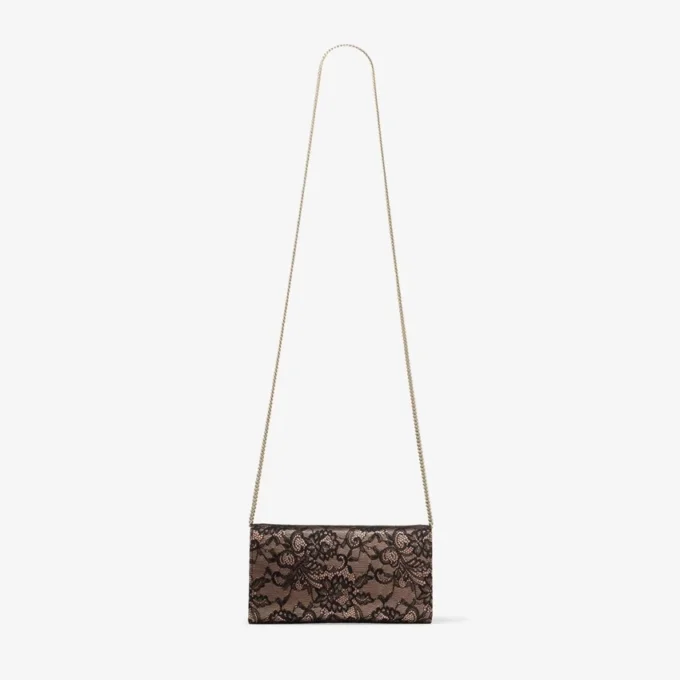 Emmie Black and Ballet Pink Jimmy Choo Lace Clutch Bag