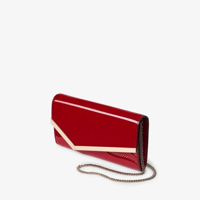 Emmie Ruby Red Patent Leather Clutch Bag