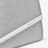 Emmie Silver Fine Glitter Leather Clutch Bag