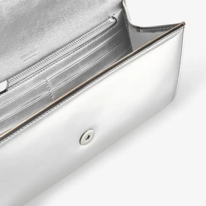Emmie Silver Mirror Fabric Clutch Bag