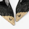 Faiz 100 Black Jimmy Choo Lace Pumps with Metal Lace Detail