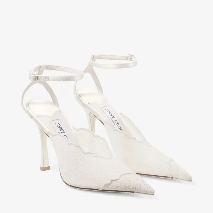 Faiz 100 Ivory Jimmy Choo Lace Pumps