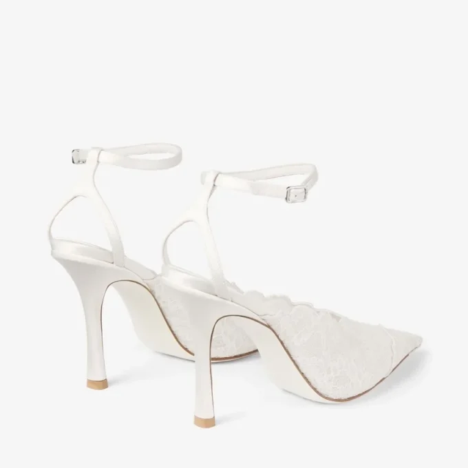 Faiz 100 Ivory Jimmy Choo Lace Pumps