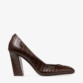 Farren 85 Chocolate Croc Embossed Leather