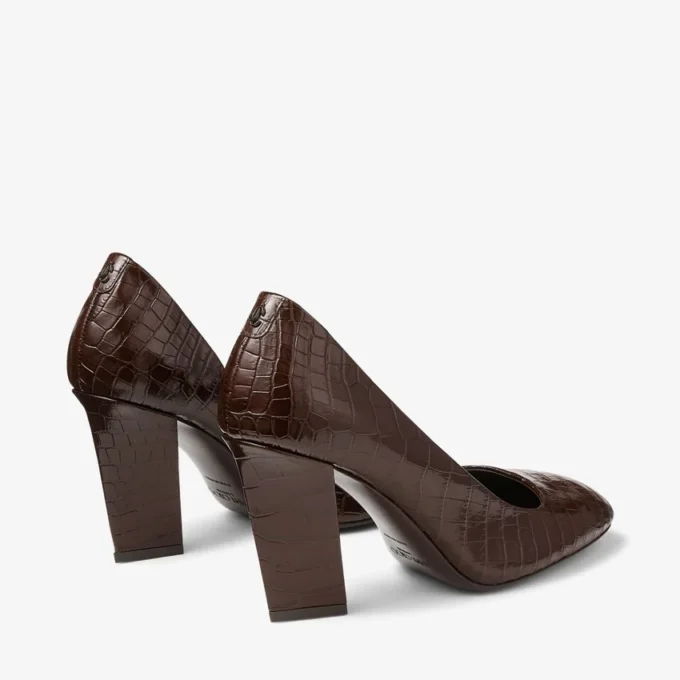 Farren 85 Chocolate Croc Embossed Leather