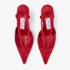 Faya 95 Ruby Red Satin and Grosgrain Slingbacks