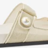 Fayence Sandal Champagne Metallic Patent Leather Sandals with Pearls